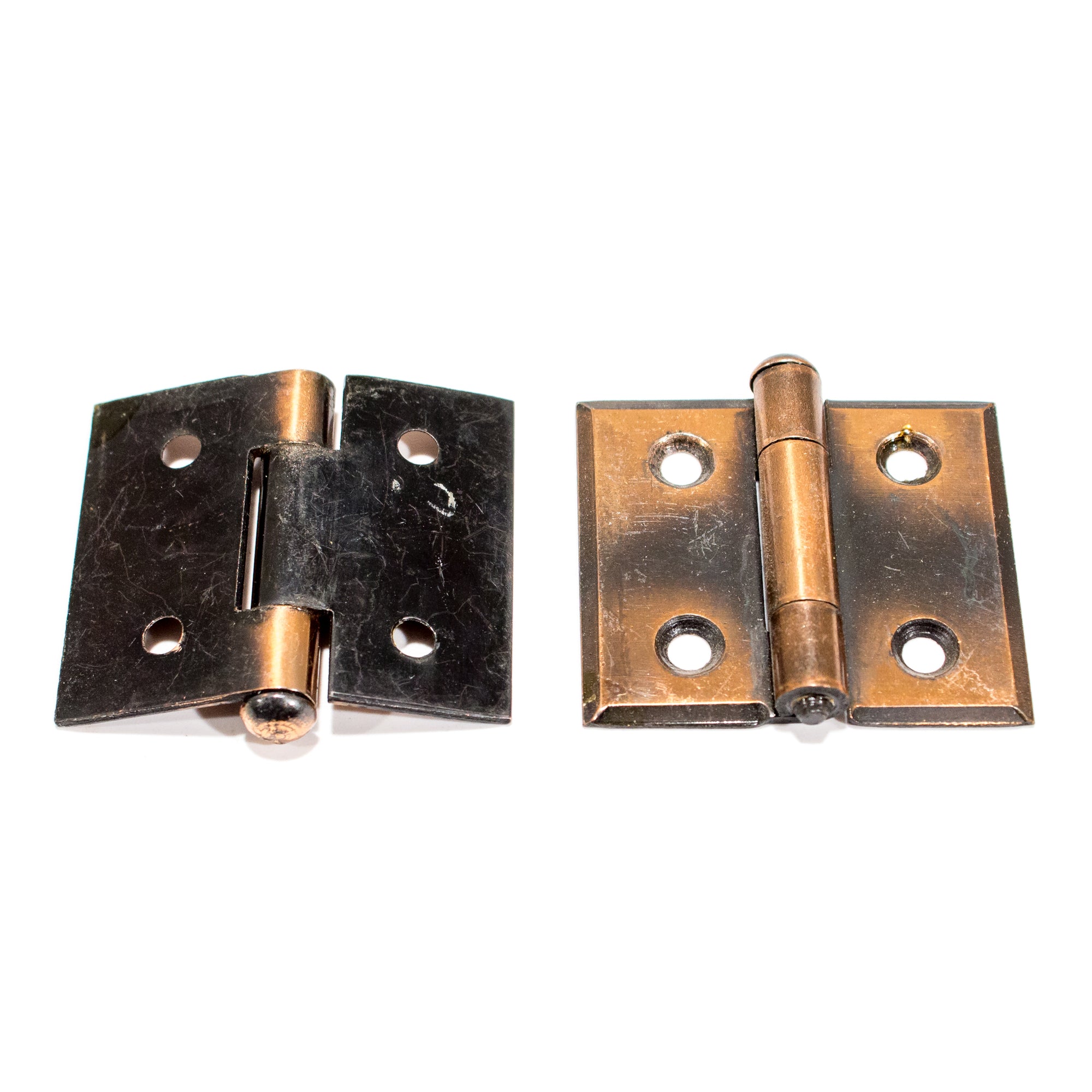 Copper Japanned Beveled Cabinet Hinges NOS