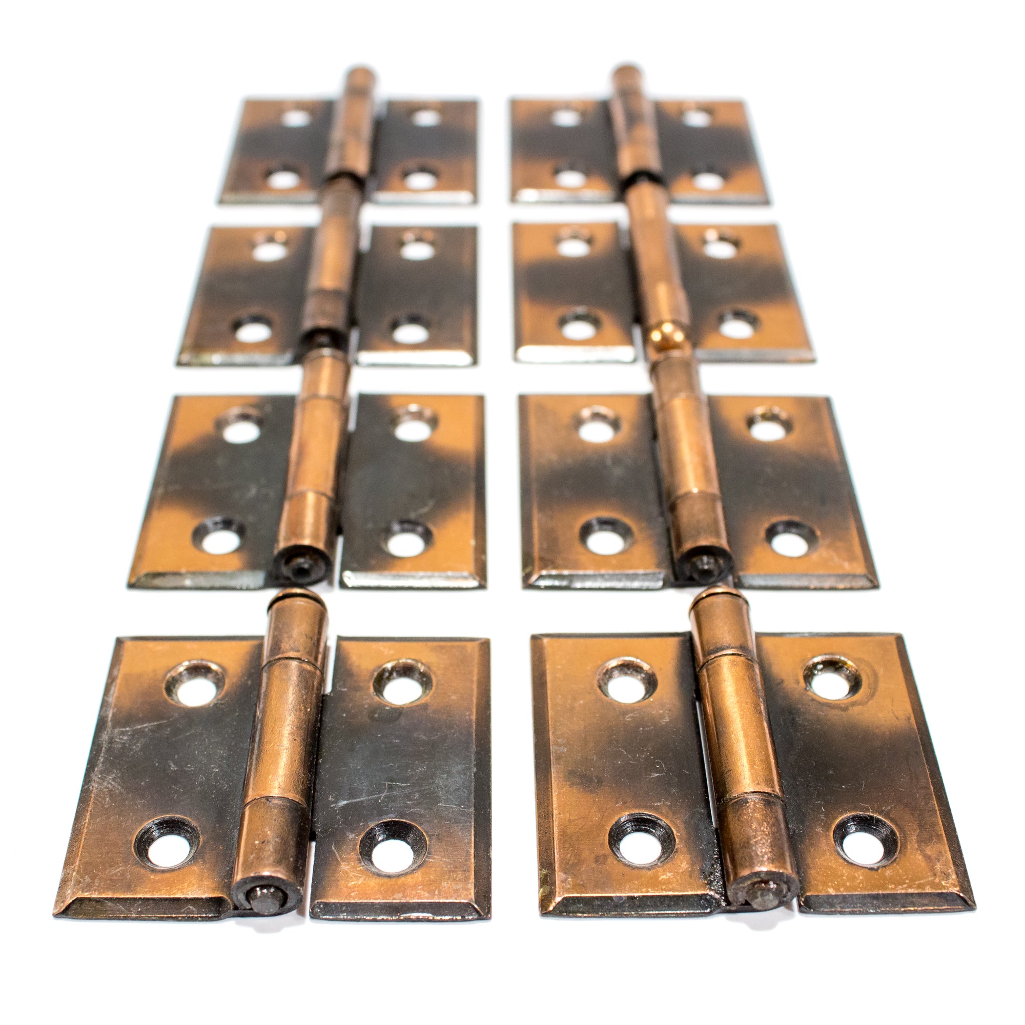 Copper Japanned Beveled Cabinet Hinges NOS