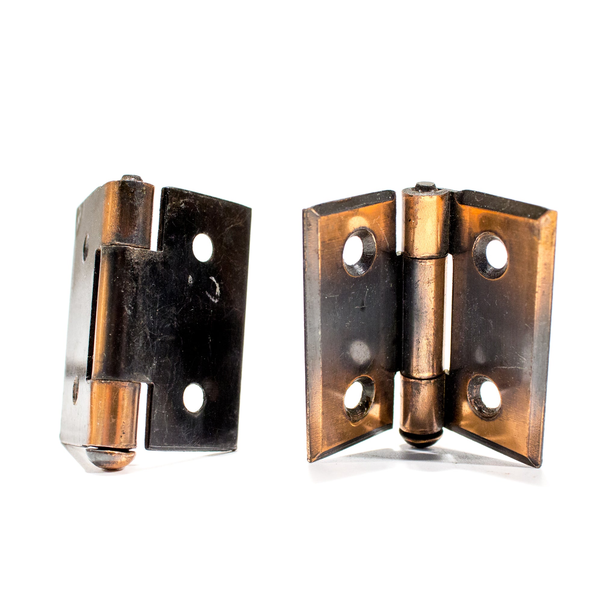 Copper Japanned Beveled Cabinet Hinges NOS