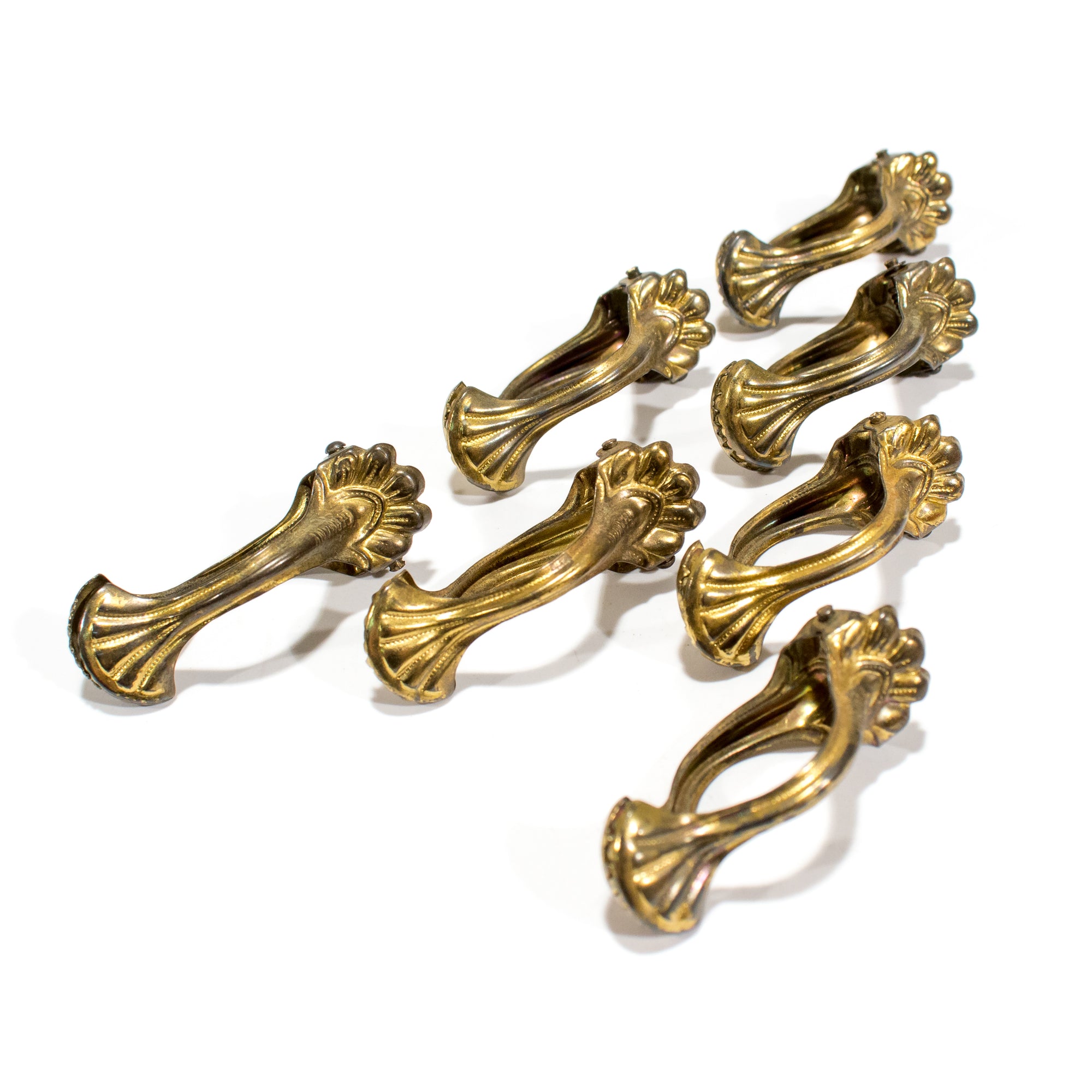 Small ornate brass cafe curtain clips