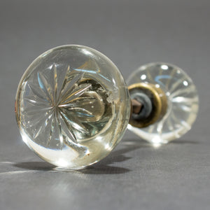 Antique Etched Glass Door Knob Set