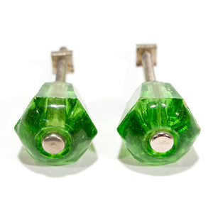 Deco Green Glass Cabinet Knobs (pair)