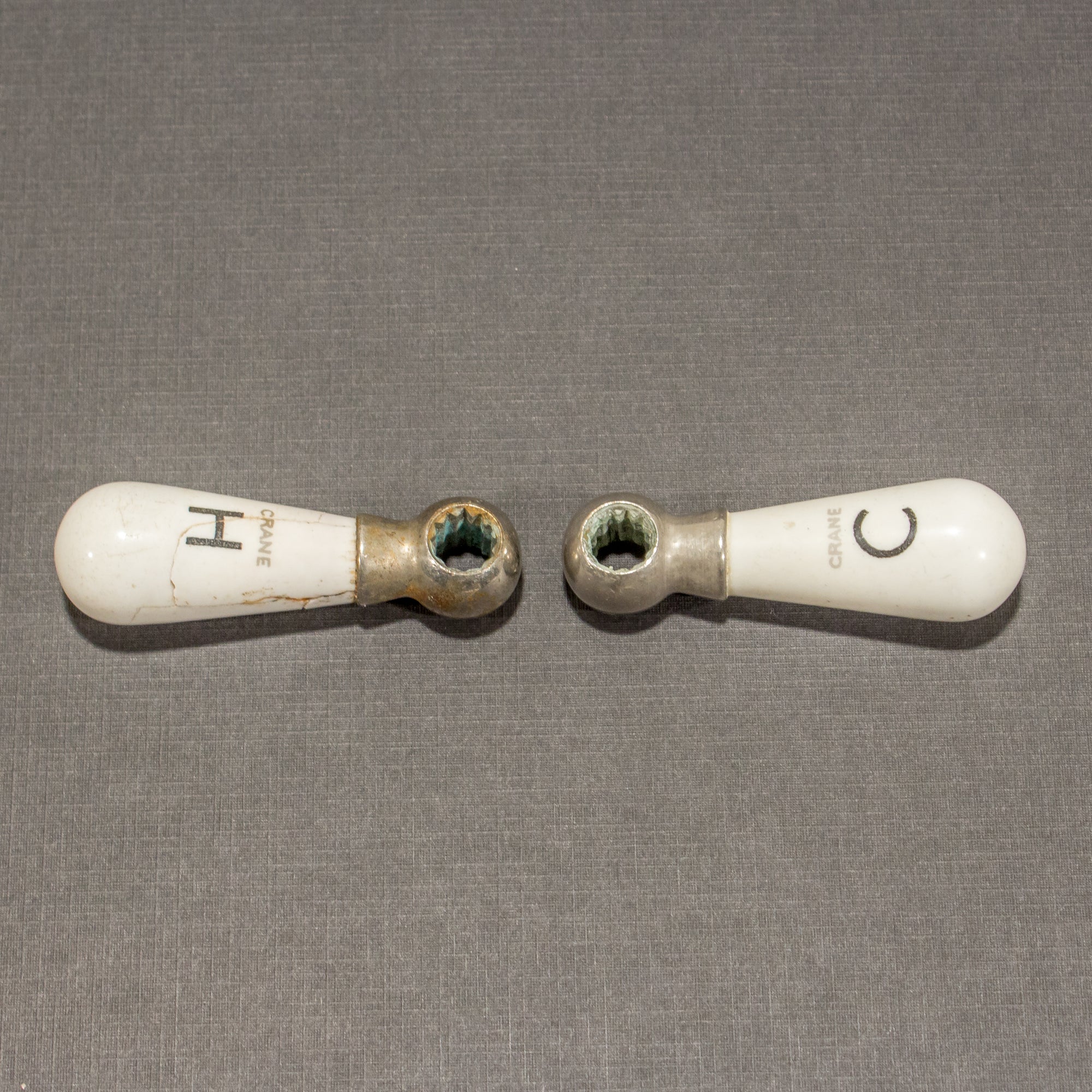 Crane Porcelain Cracked Hot and Cold Lever Handles