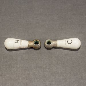 Crane Porcelain Cracked Hot and Cold Lever Handles