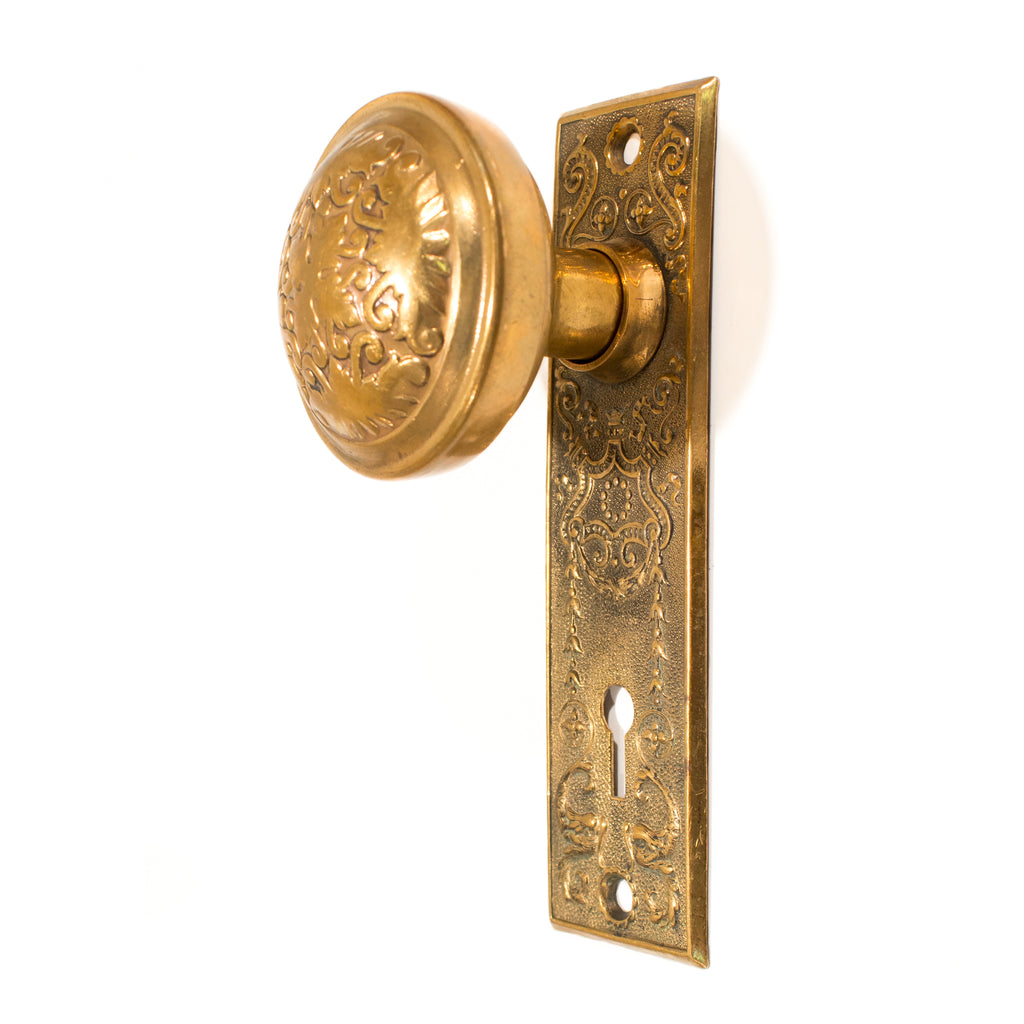 Brass Coat Hook with Victorian Crystal Knobs