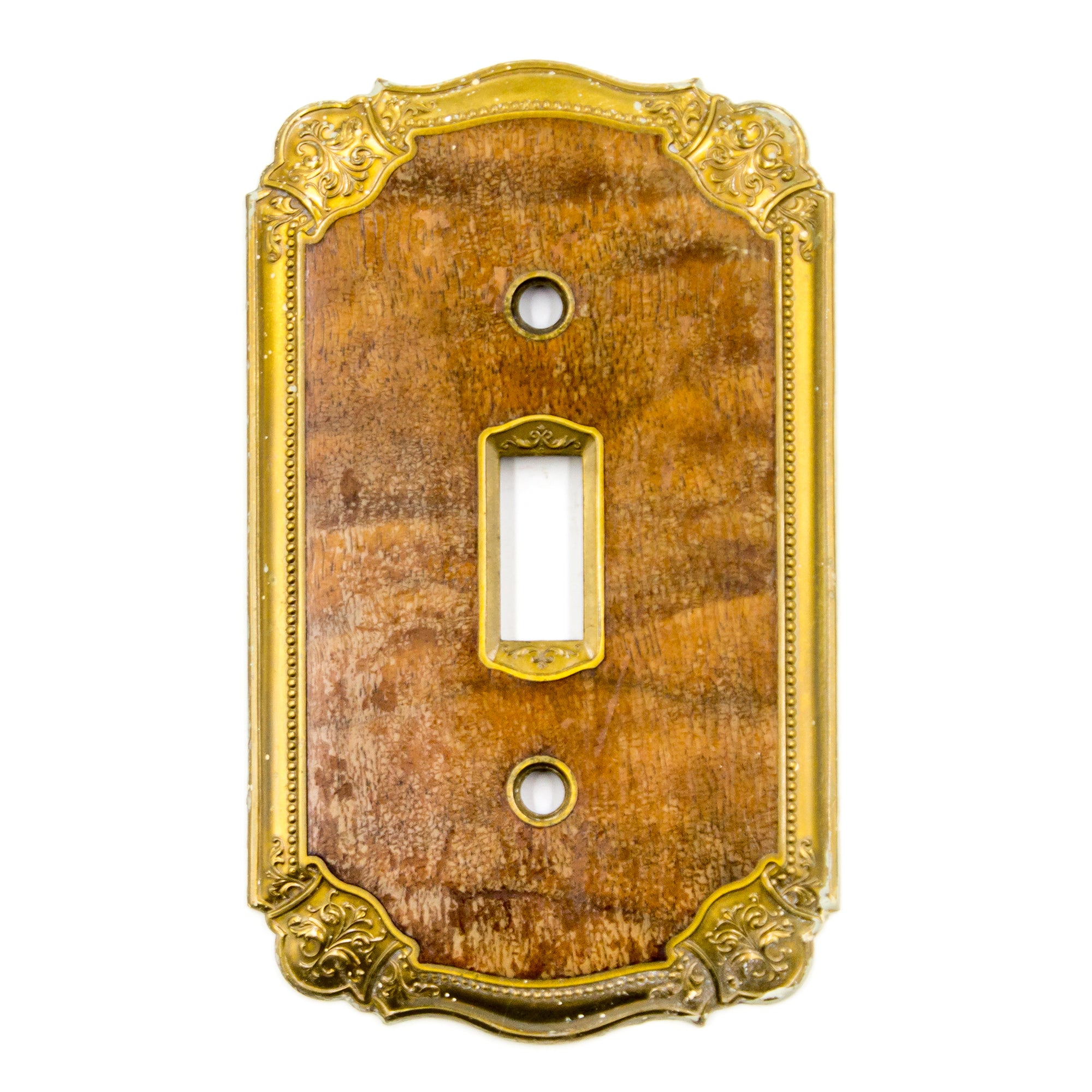 Walnut Inlaid Brass Light Switch Plate