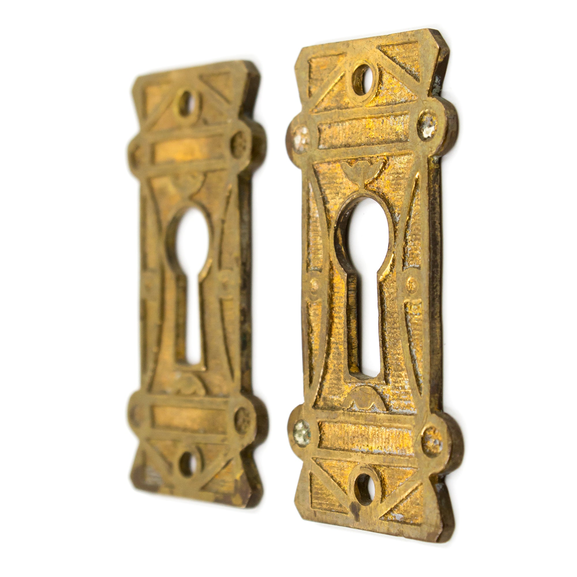 Cast Bronze Geometric Victorian Key Hole Covers