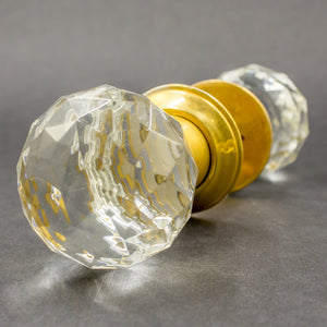 Faceted Repro Crystal Brass Door Knobs