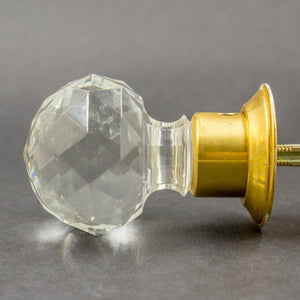 Faceted Repro Crystal Brass Door Knobs