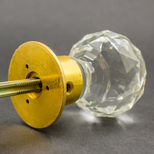 Faceted Repro Crystal Brass Door Knobs