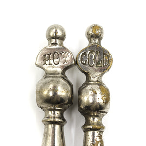 Pair of Antique Hot Cold Nickel Faucet Levers Handles