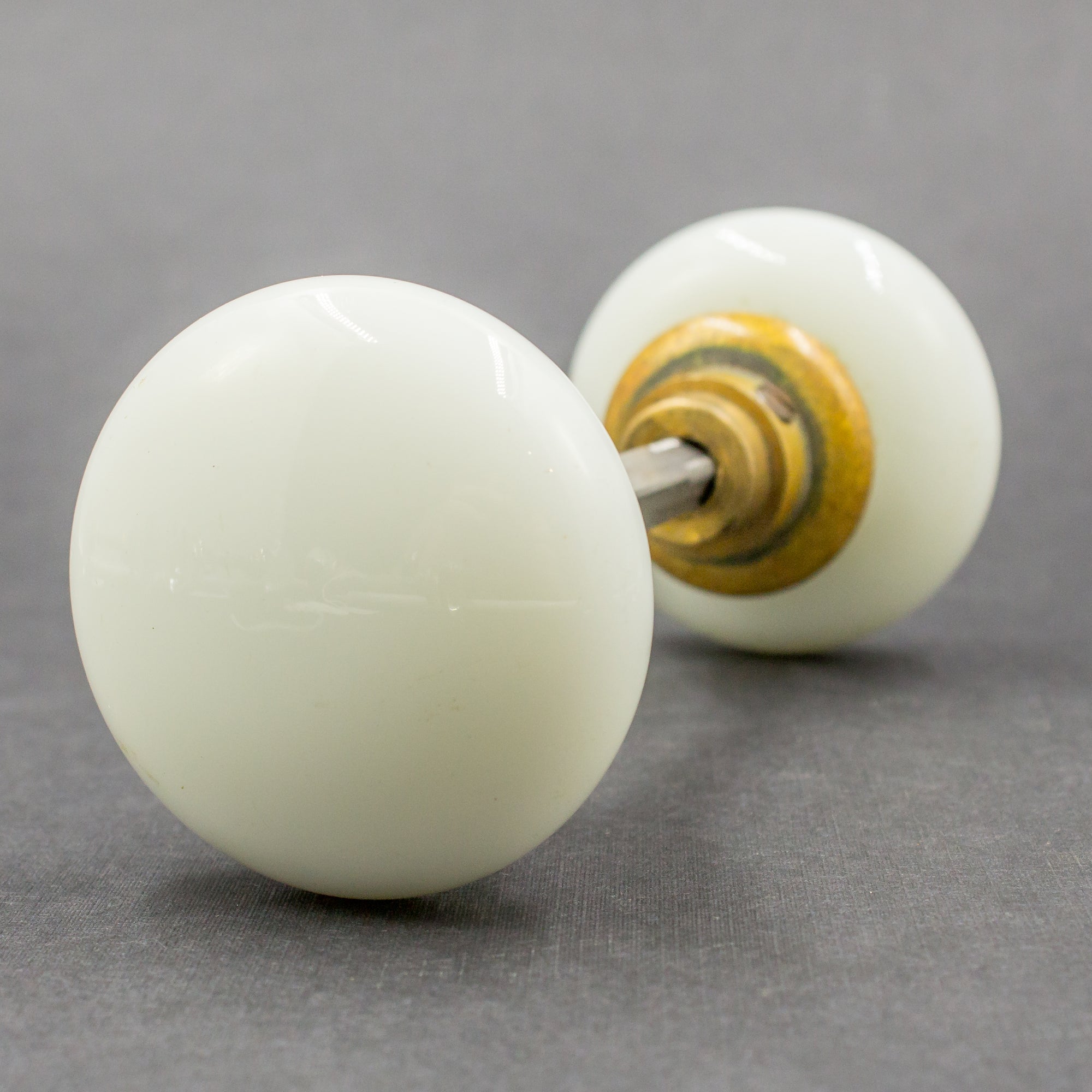 Round Milk Glass Door Knobs Set