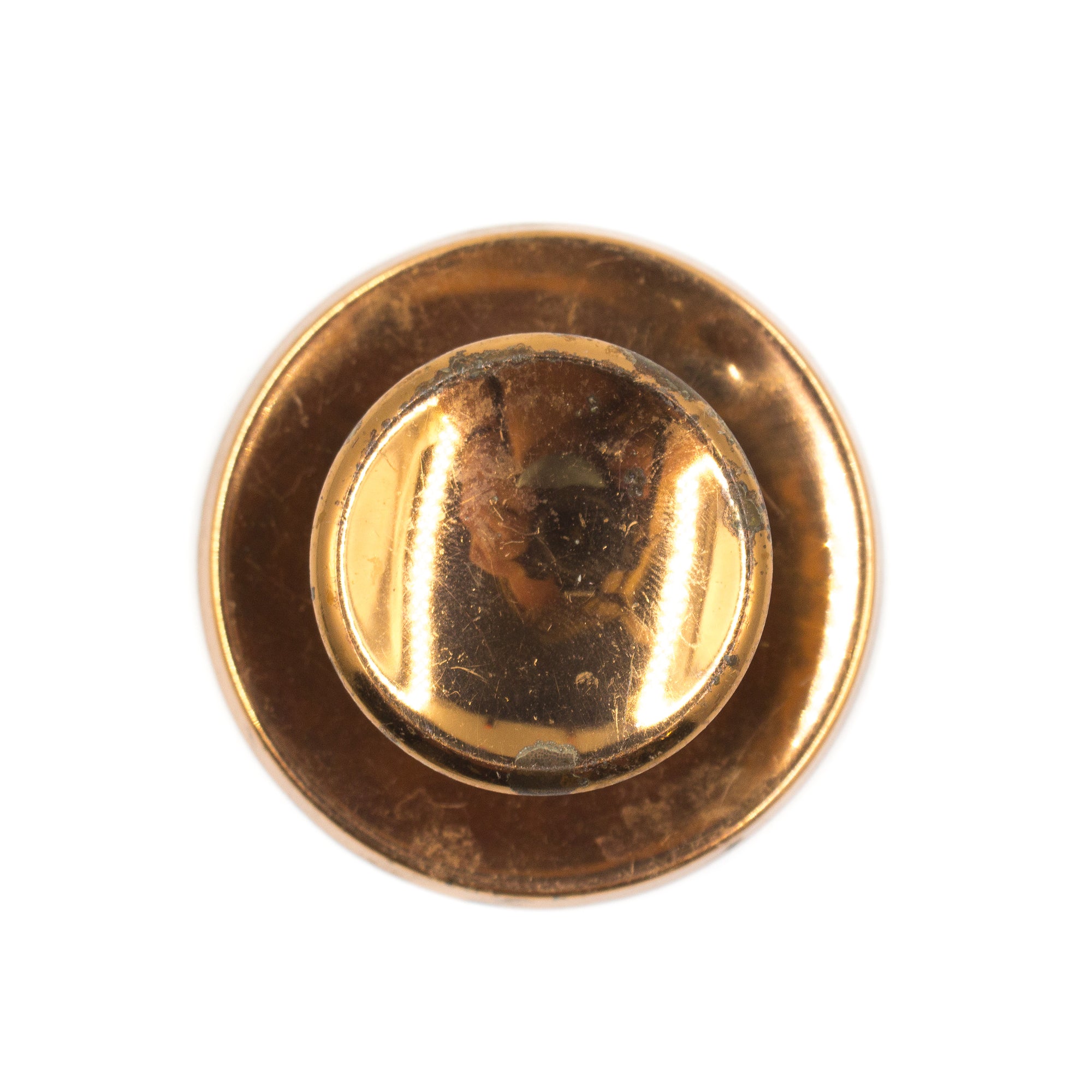 this is a vintage mid century copper cabinet knob with backplate