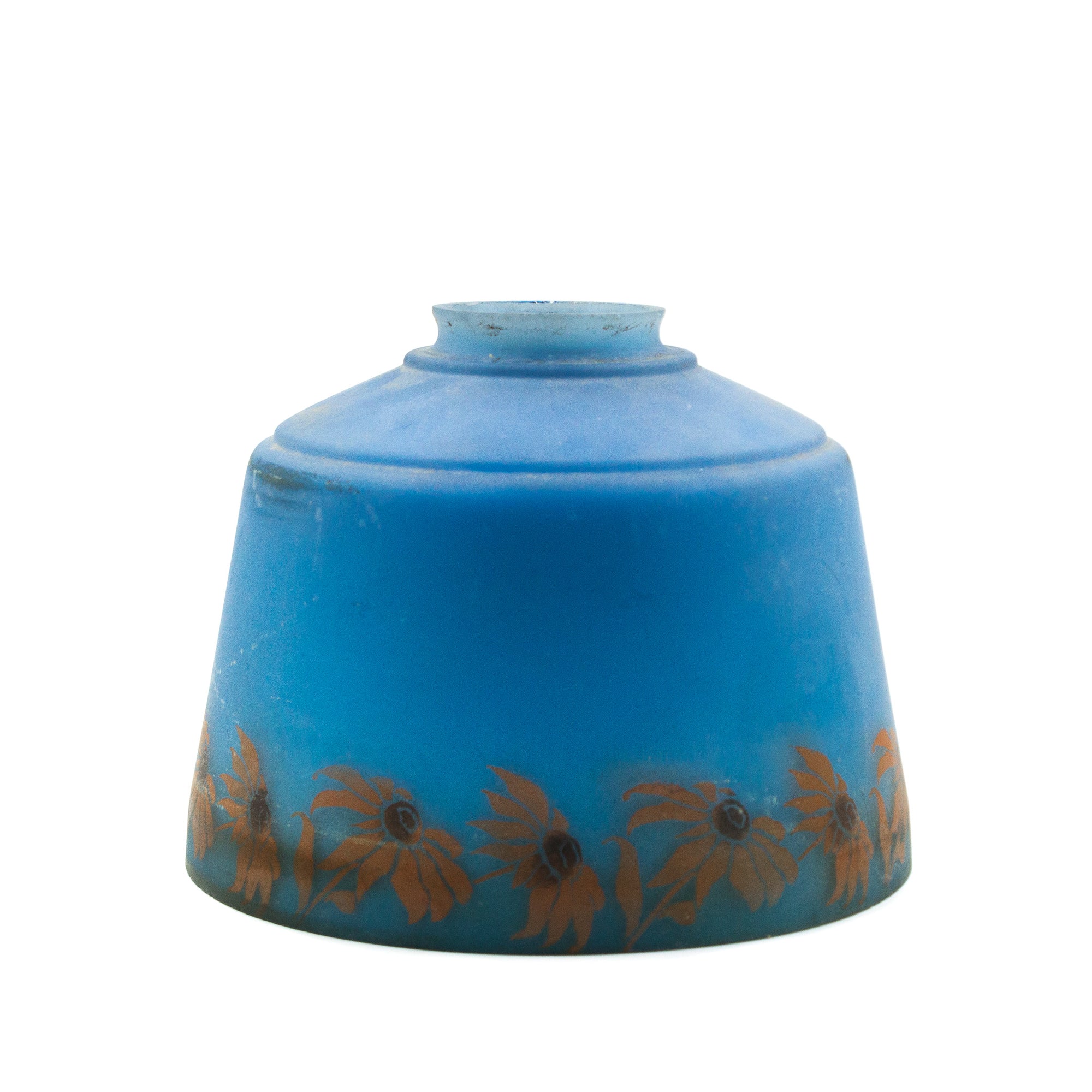 Dark Blue 1930s Flower Glass Light Shade