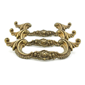 Richly Decorative Small Brass Curved Pulls