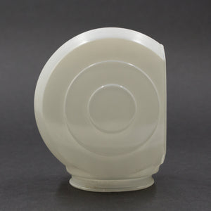 this is a picture of the side of a vintage white glass sconce shade