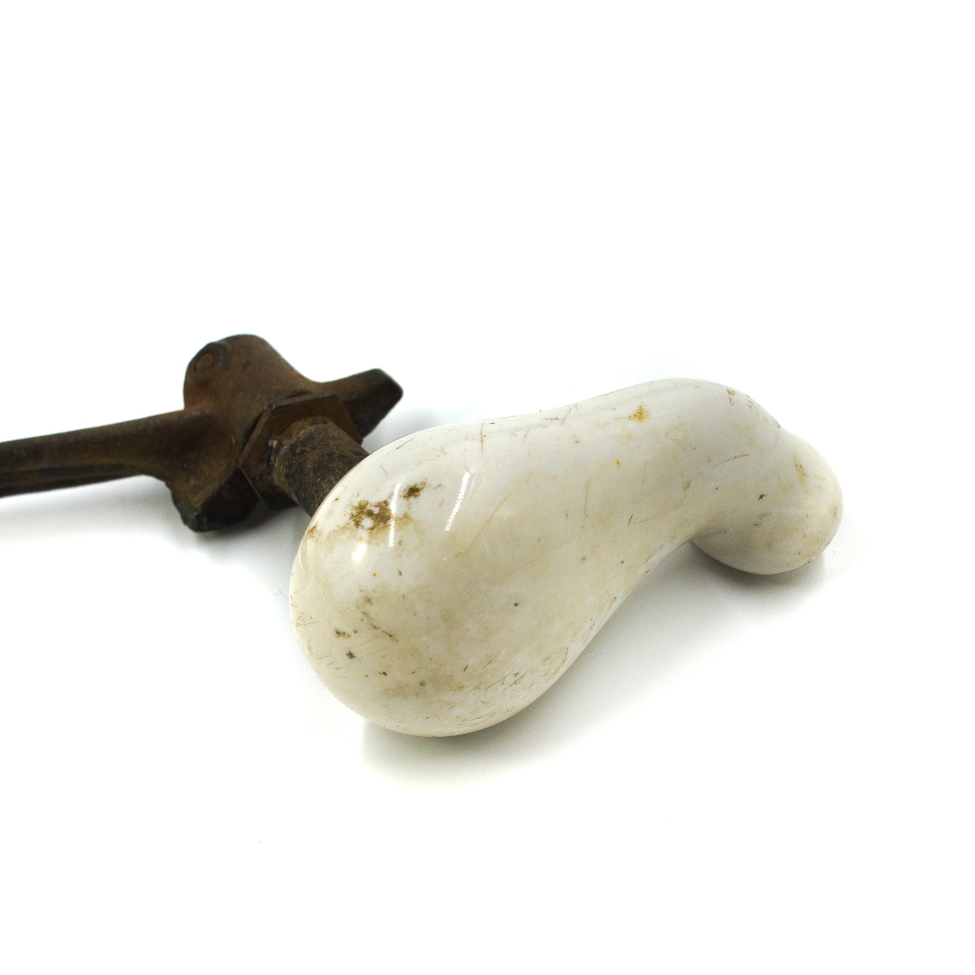 Whale Tale White Porcelain Antique Flush Handle