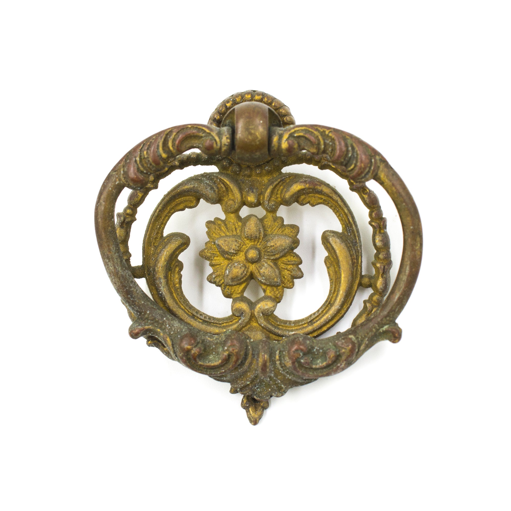 Large Floral Brass Ring Pulls