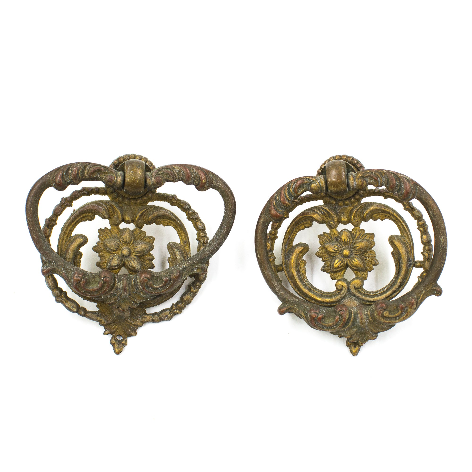 Large Floral Brass Ring Pulls