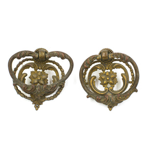 Large Floral Brass Ring Pulls