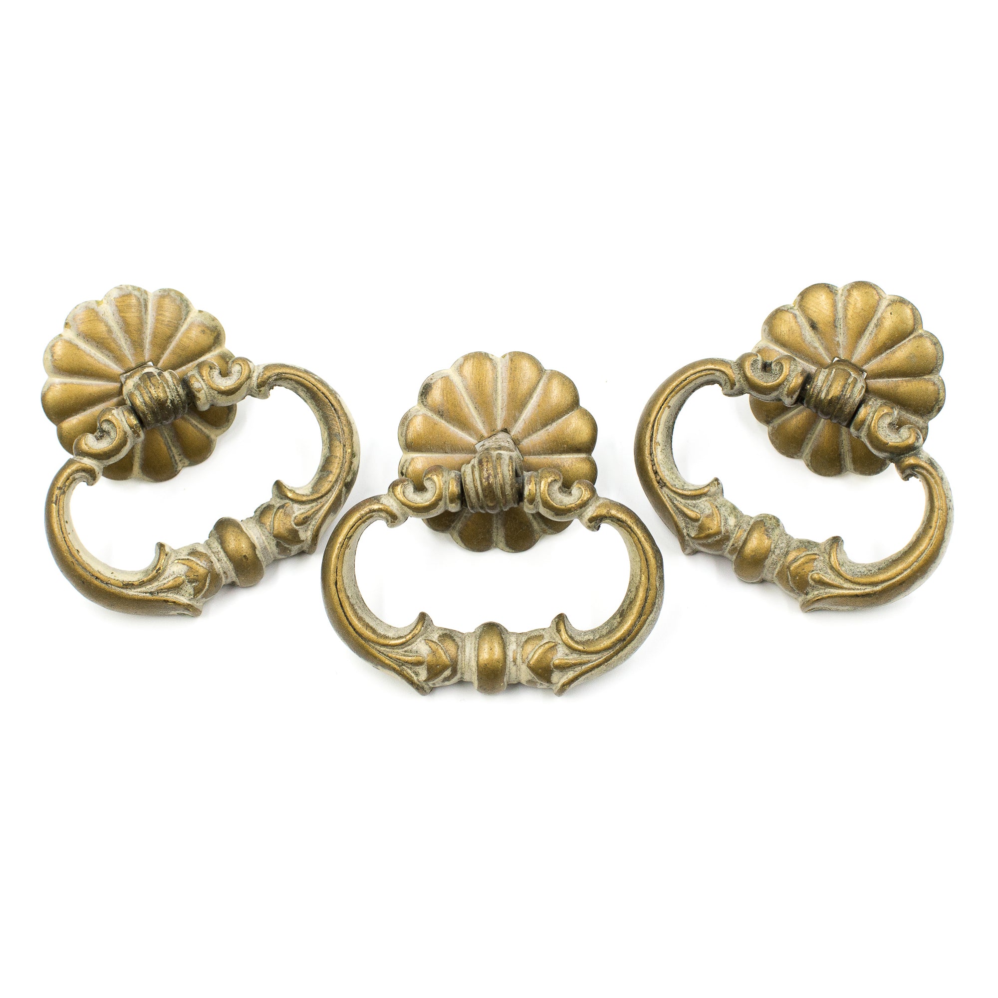 this is a set of three antique victorian bronze ring pulls