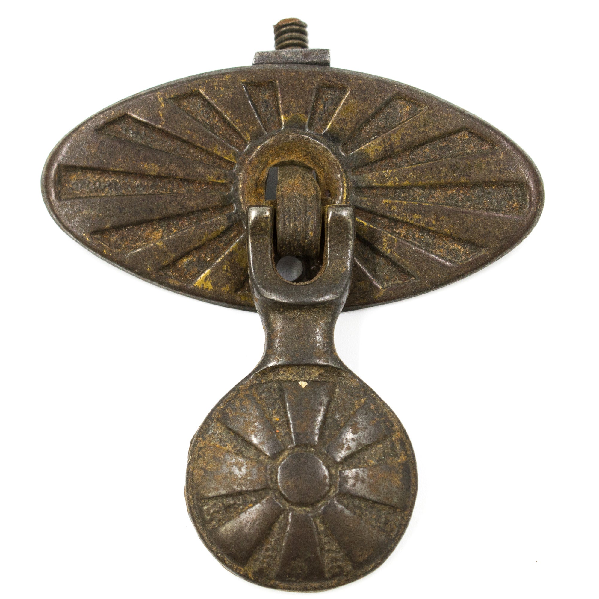 this is an antique vintage drop pull with a wide base