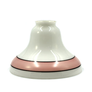 this is a rejuvenation glass bell shade with a pink stripe