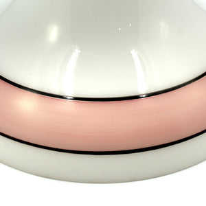 this is detail of a pink stripe on a rejuvenation glass bell shade