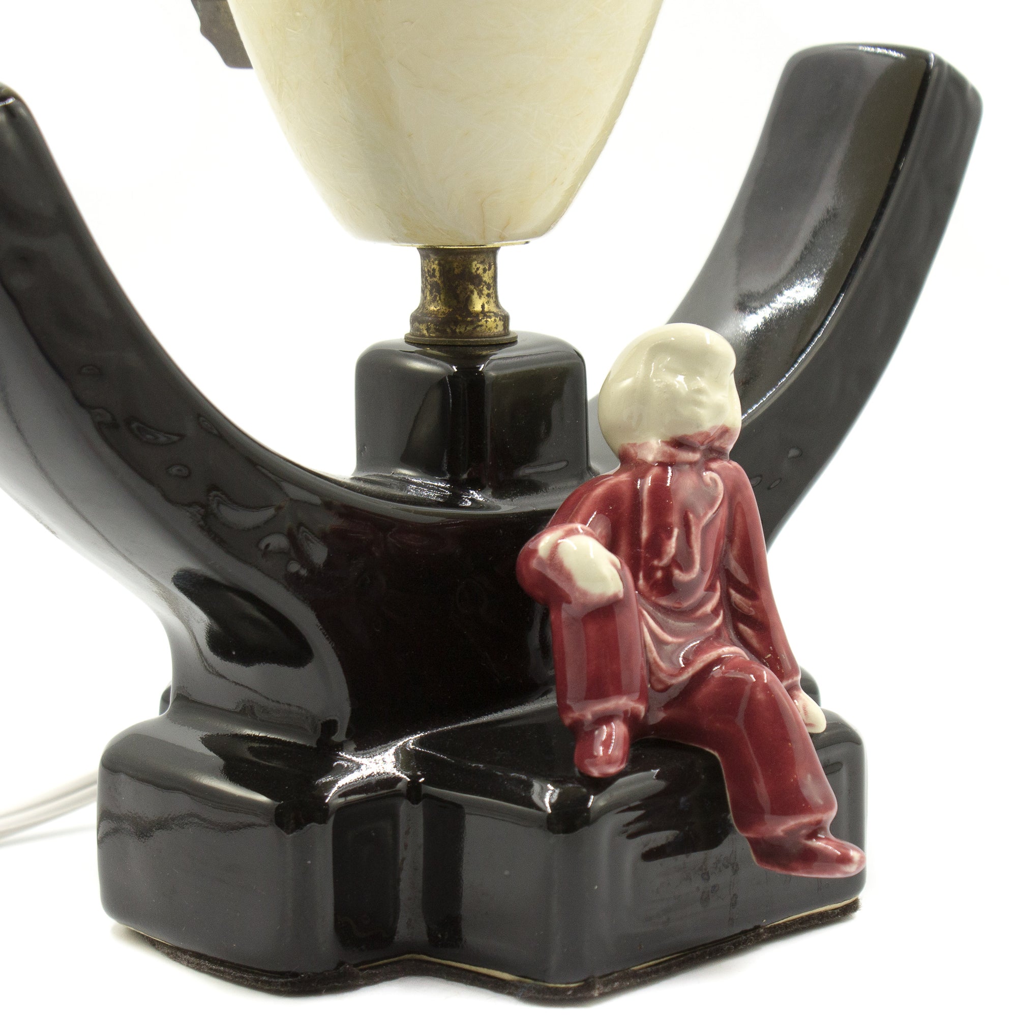 Porcelain Mid-Century Figural Person Table Lamp