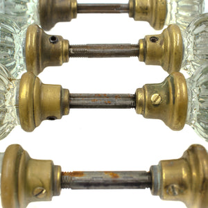 Clear Glass Fluted 1940s Door Knob Sets