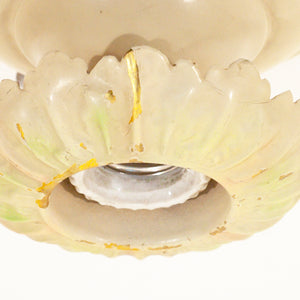 this picture shows the detail on the petal socket on a vintage bare bulb ceiling fixture