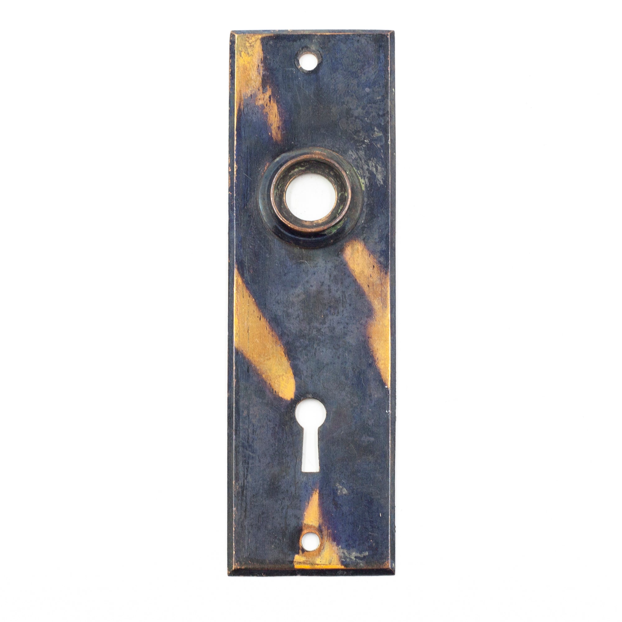 this is a vintage copper flash japanned escutcheon