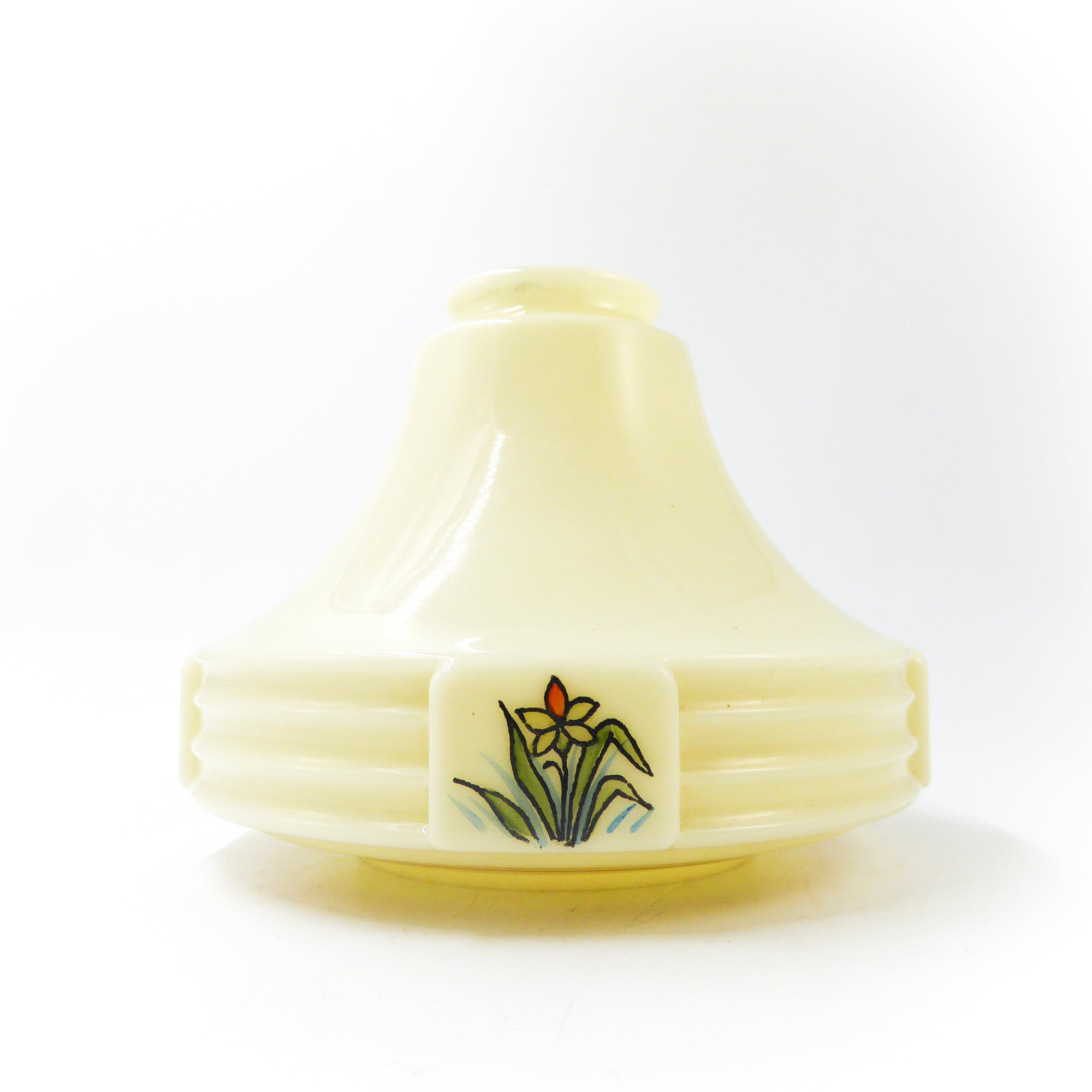 Painted Deco Custard Glass Shade