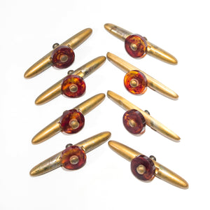 Deco Waterfall Celluloid Knobs with Long Back Plates